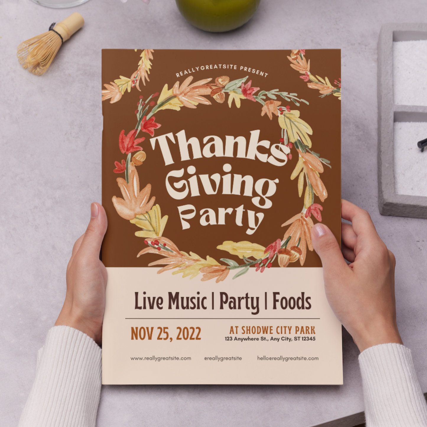 Fall Thanksgiving Dinner Party Invitation Template