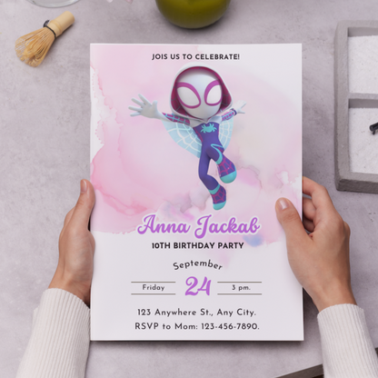 Ghost Spidey Birthday Invitation Template | Spidey and his Amazing Friends - CreativeRino