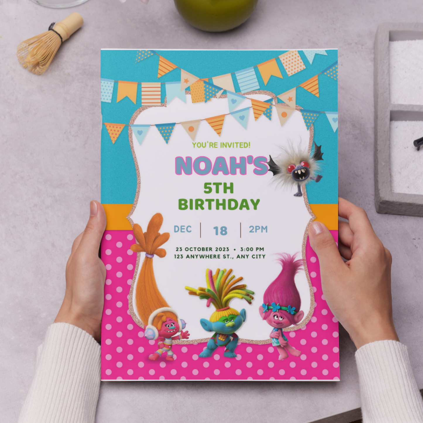 Trolls Band Together Birthday Invitation Template