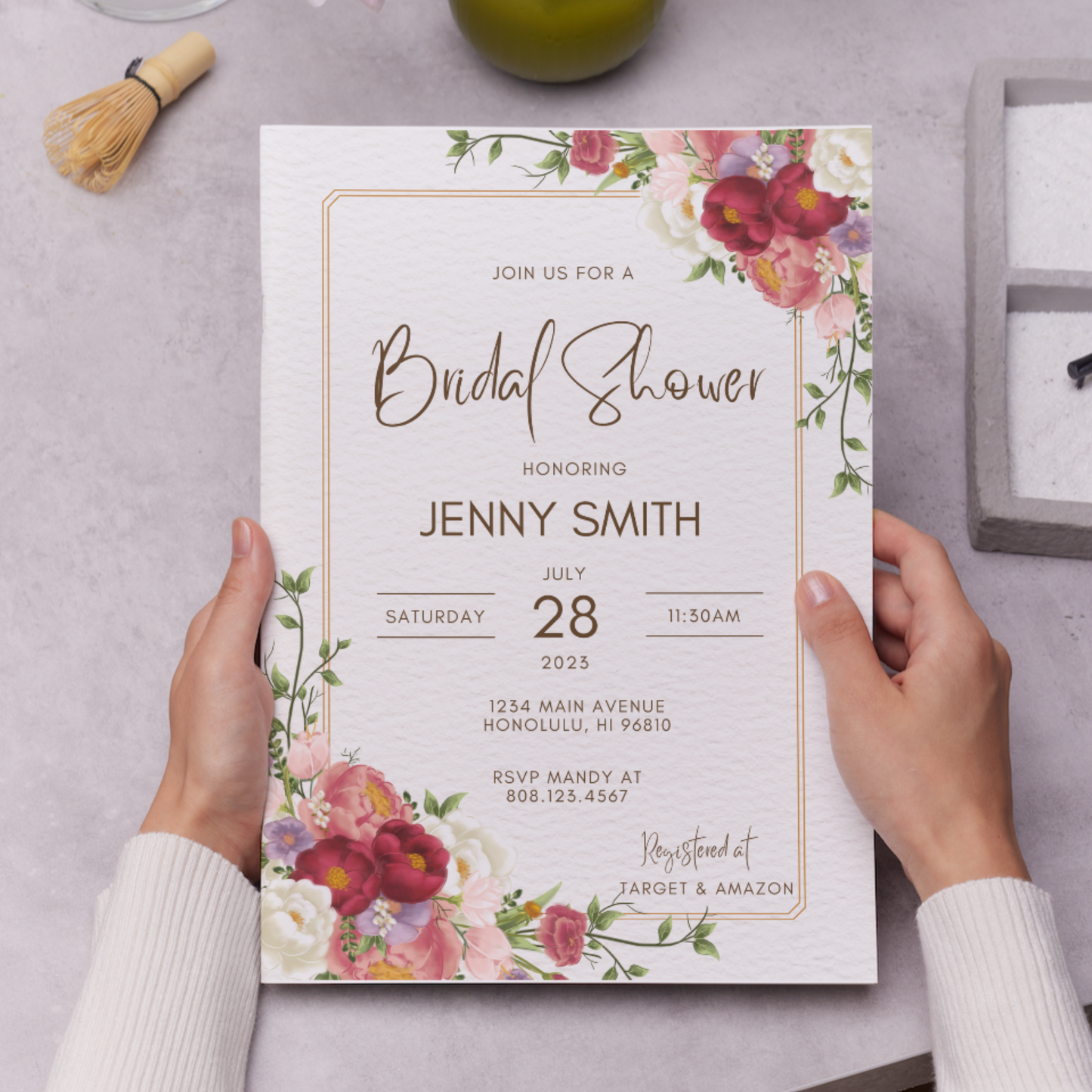 Floral Tropical Bridal Shower Invitation Template