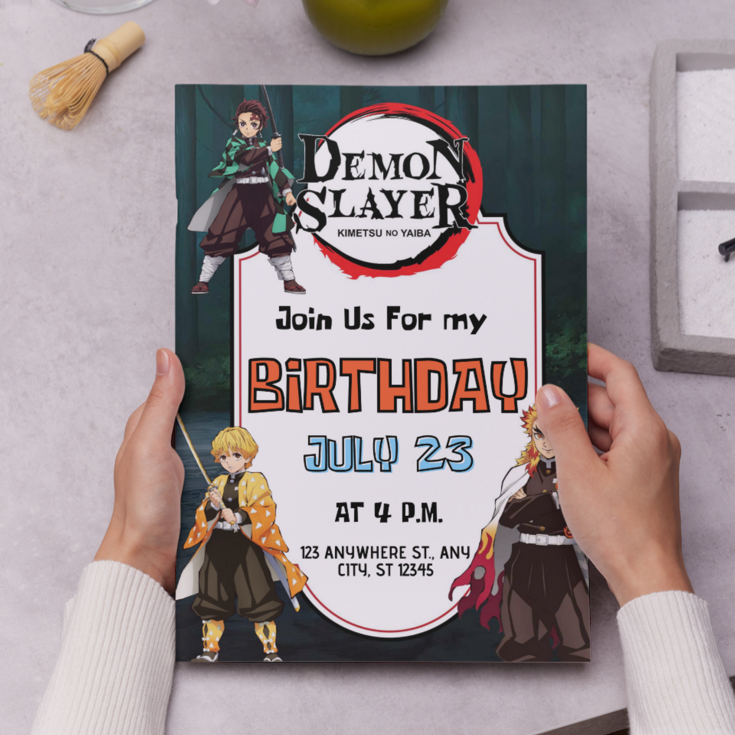 Demon Slayer Birthday Invitation Template