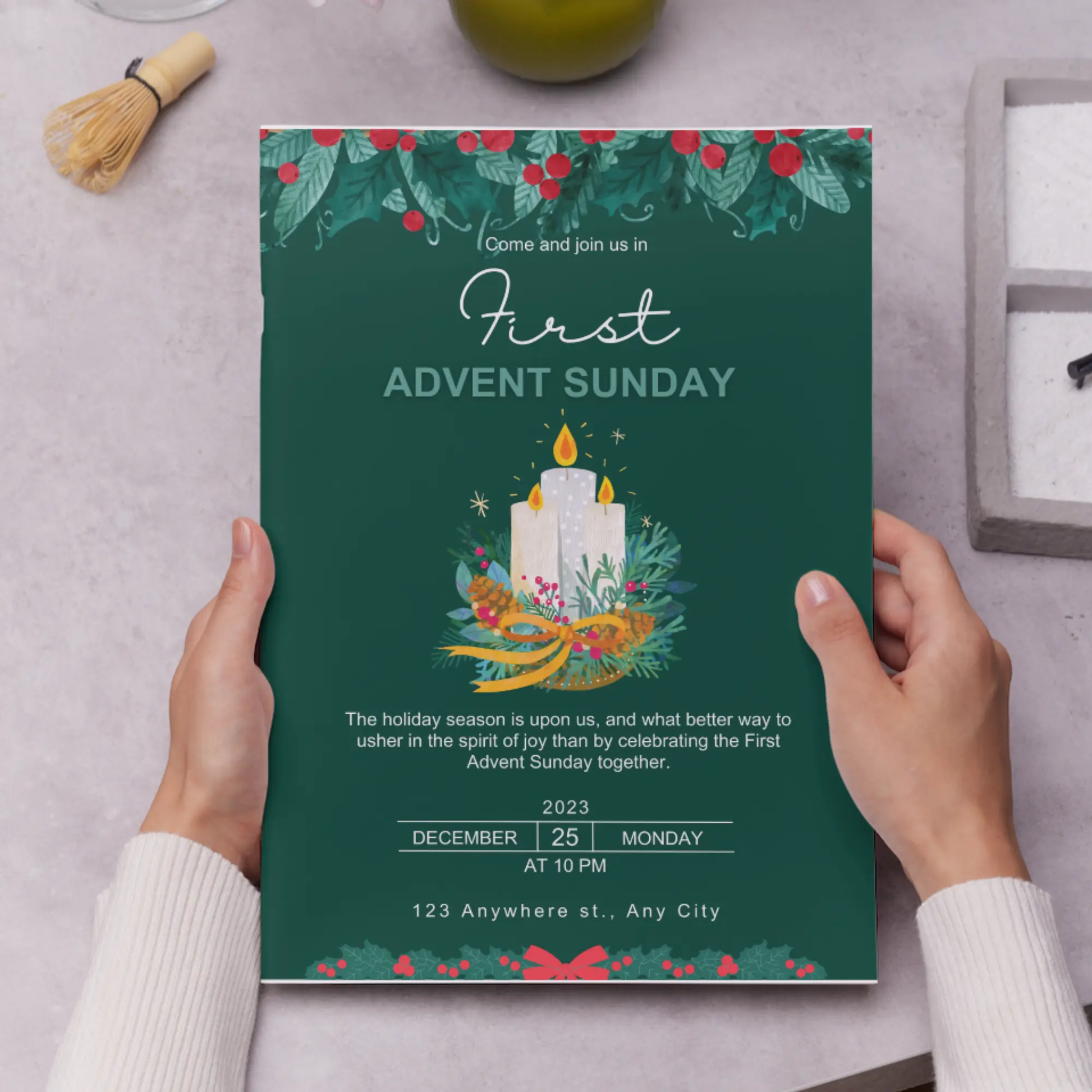 Advent Invitation Template | Advent Celebration Party Invite - CreativeRino