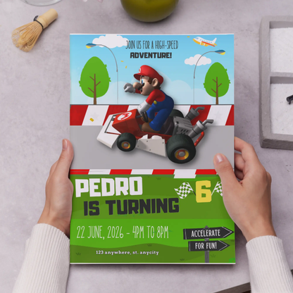 Super Mario Kart Birthday Invitation Template - CreativeRino