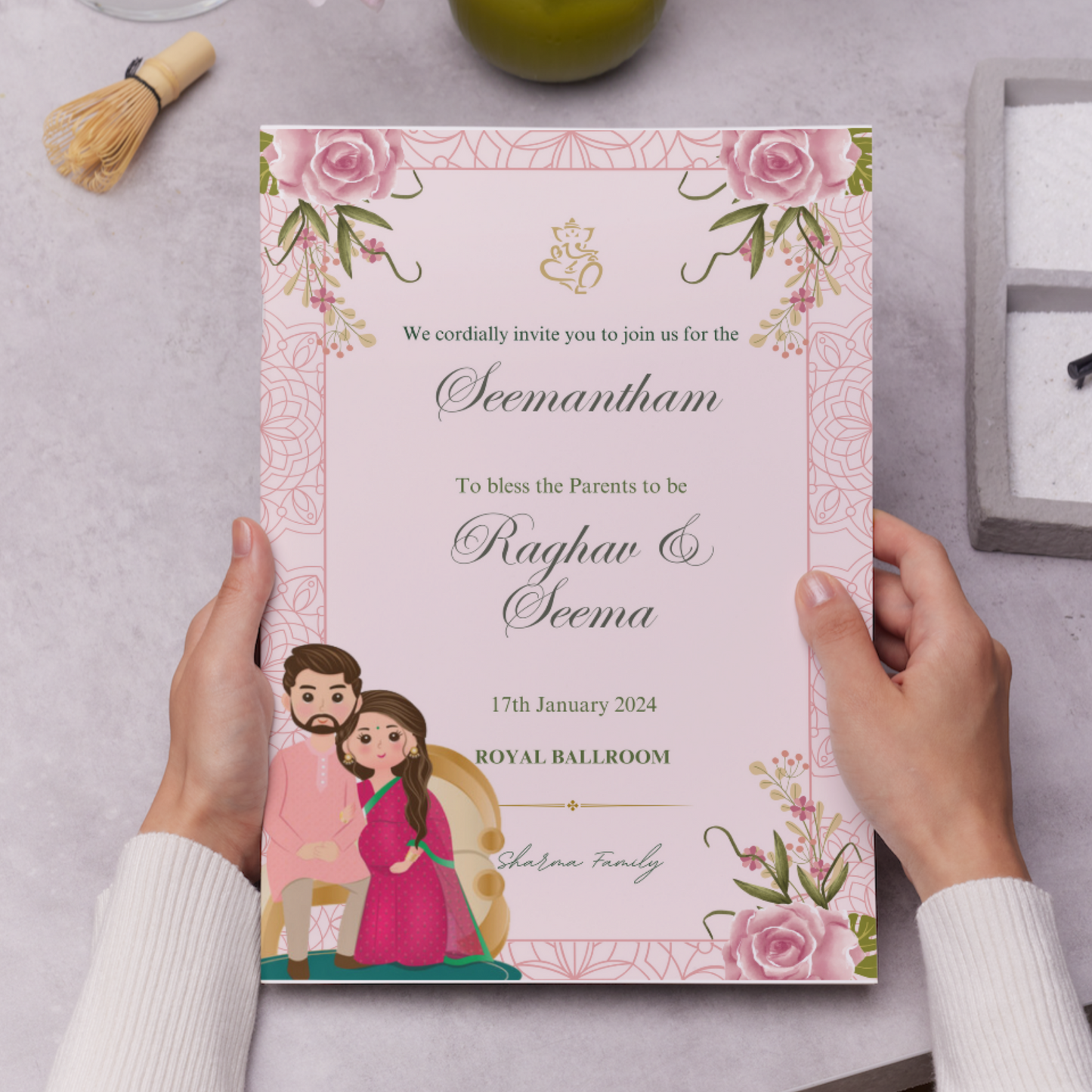 Seemantham Invite Template | Indian Baby Shower Invitation