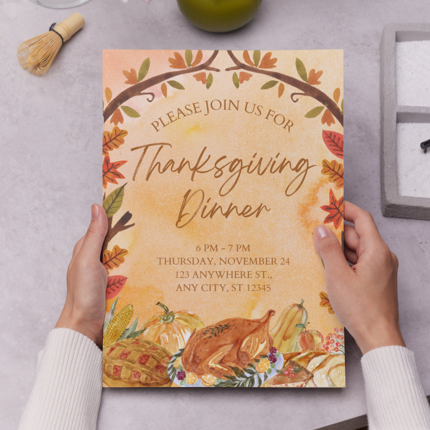 Fall Thanksgiving Dinner Party Invitation Template