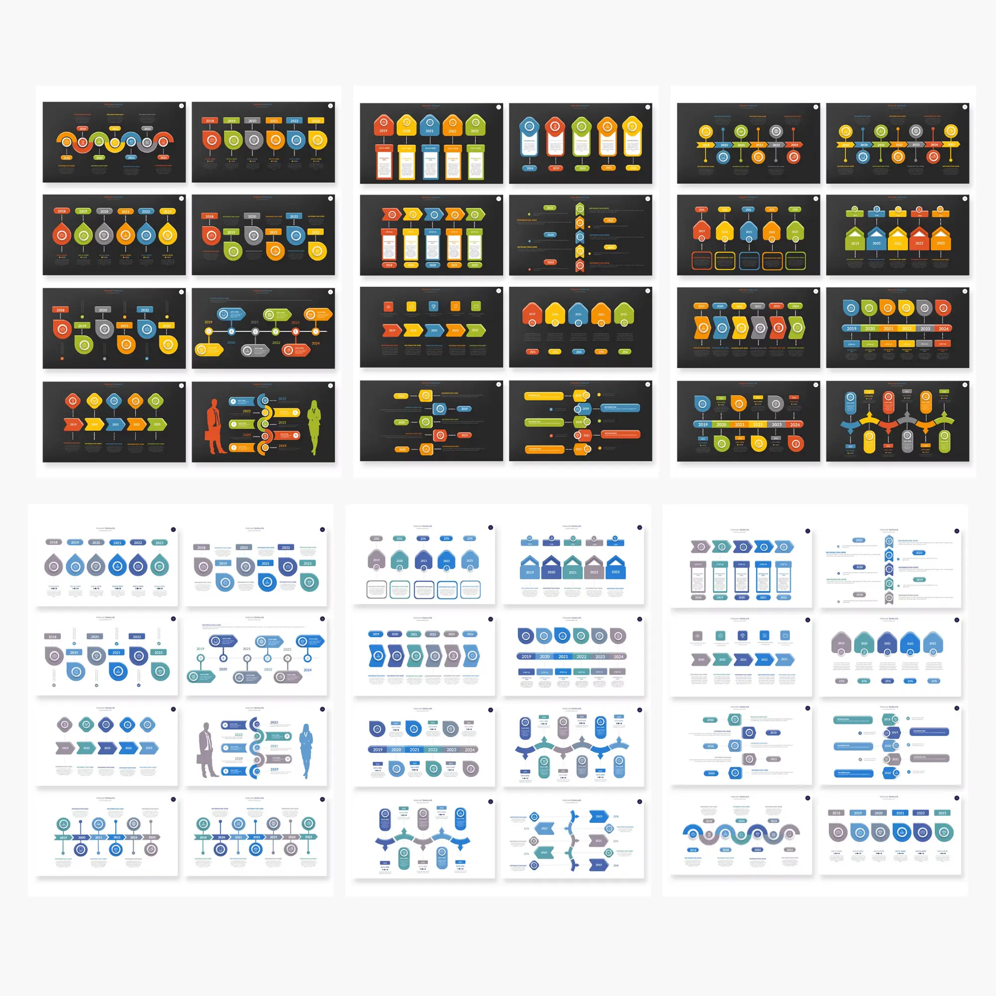 6 Timeline Powerpoint Presentation Template Bundle - CreativeRino
