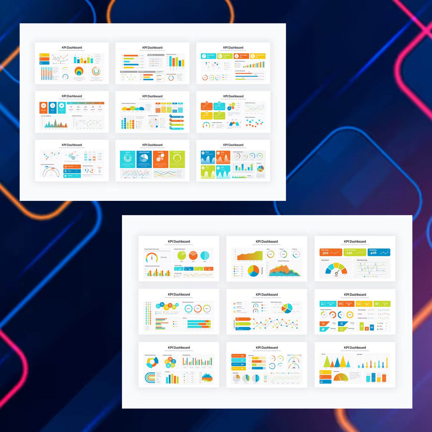 6 KPI Dashboard Keynote Presentation Template Bundle | Editable KPI Dashboard Template