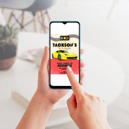 Ferrari Sport Race Car Birthday Invitation Template - CreativeRino