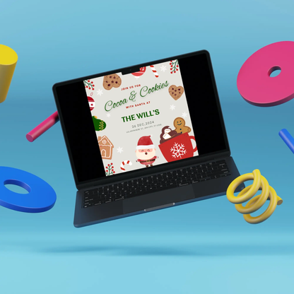 Cocoa and Cookies with Santa Invitation Template | Santa Claus Christmas Invite - CreativeRino