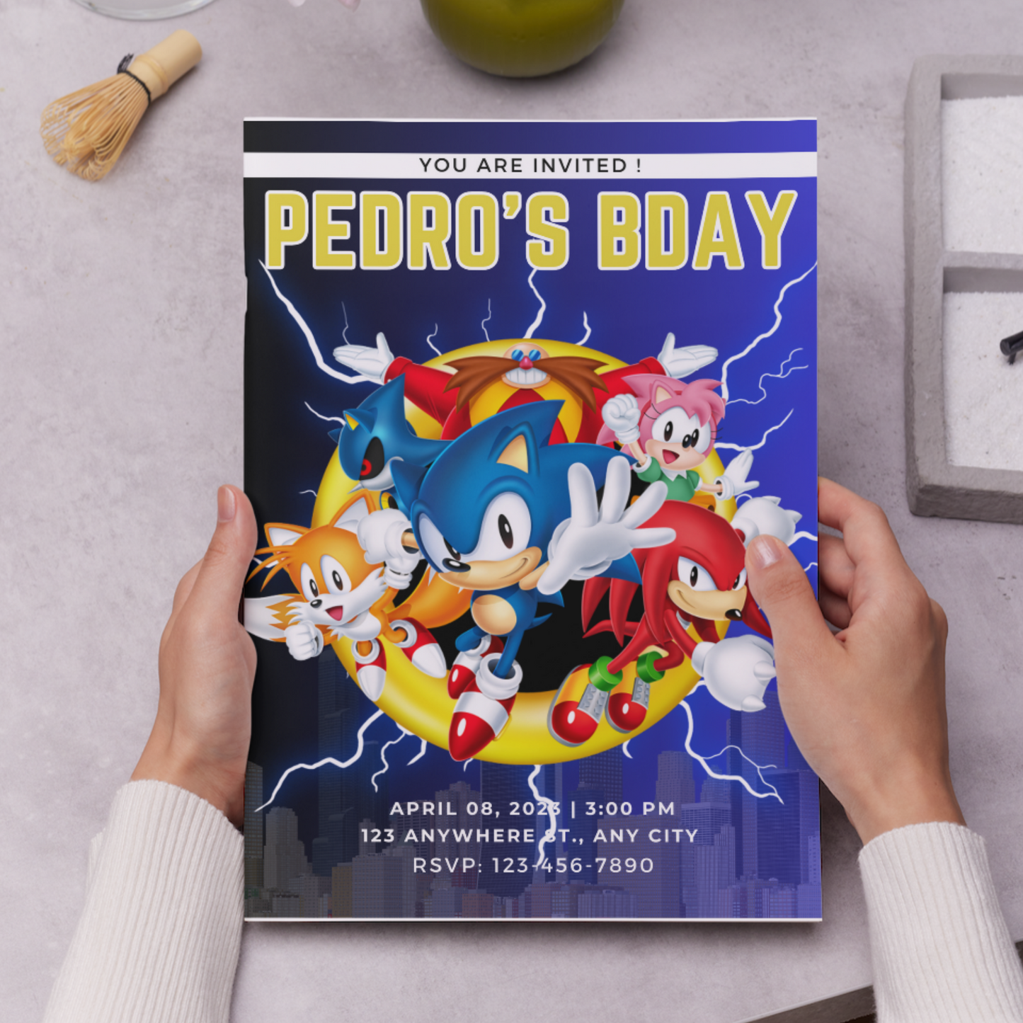 Super Sonic Hedgehog Birthday Invitation Template