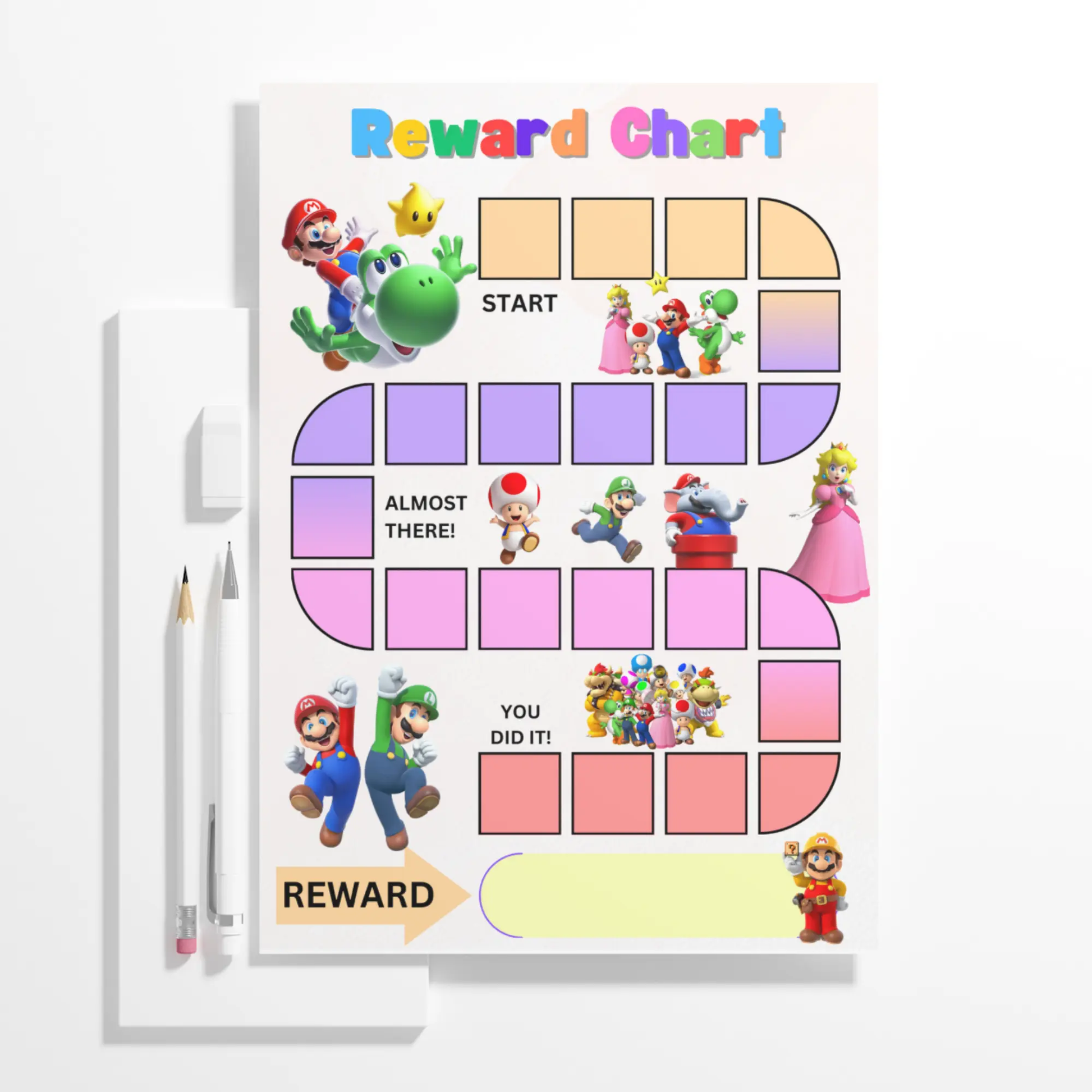 Super Mario Reward Chart Template | Mario Behavior Chart - CreativeRino