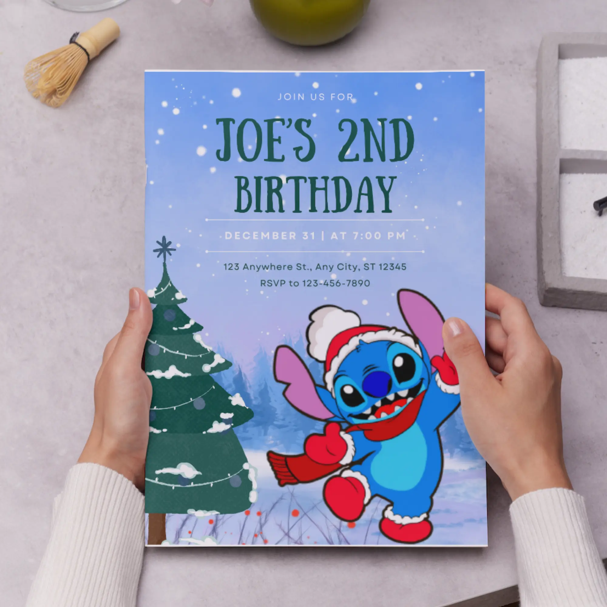 Stitch Christmas Birthday Invitation Template - CreativeRino
