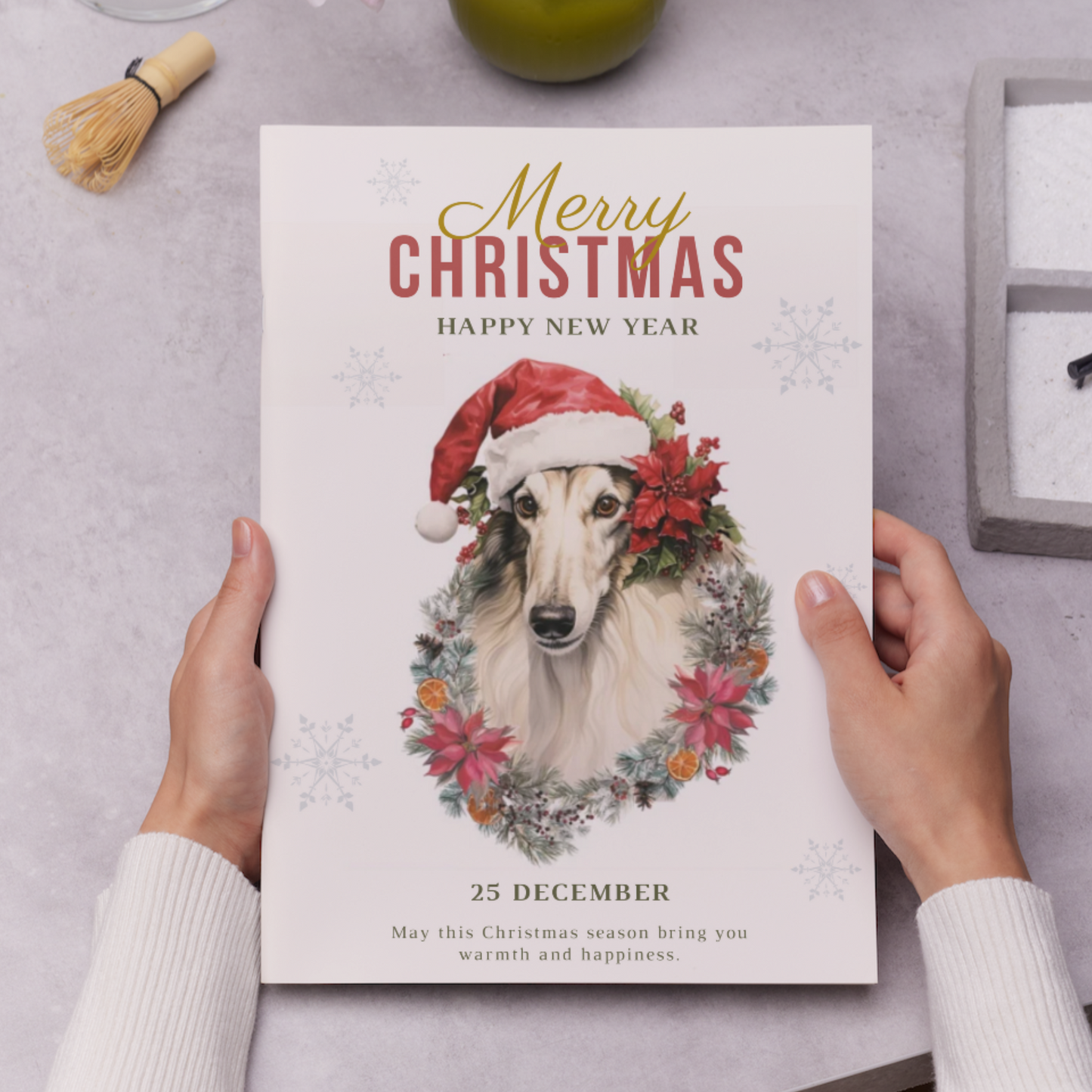 Borzoi Christmas Invitation Template