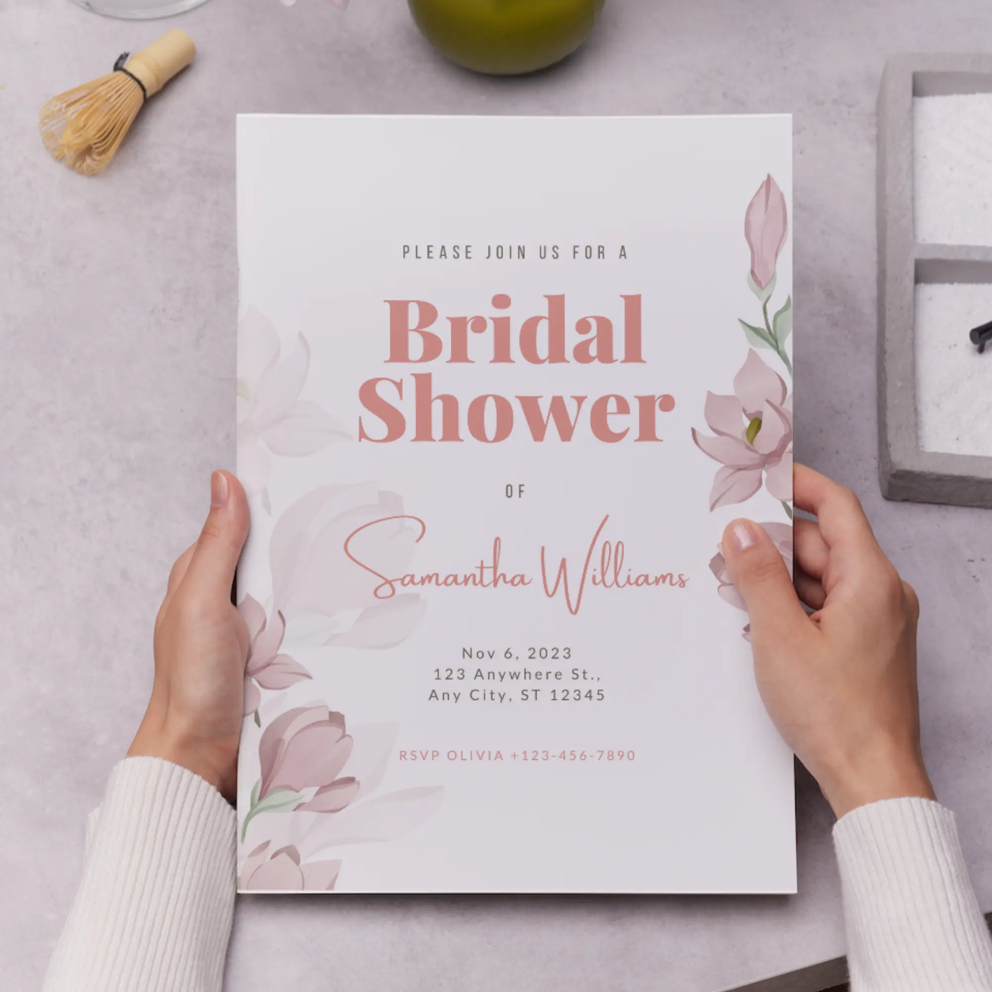 Pink Floral Spring Wildflower Bridal Shower Invitation Template - CreativeRino