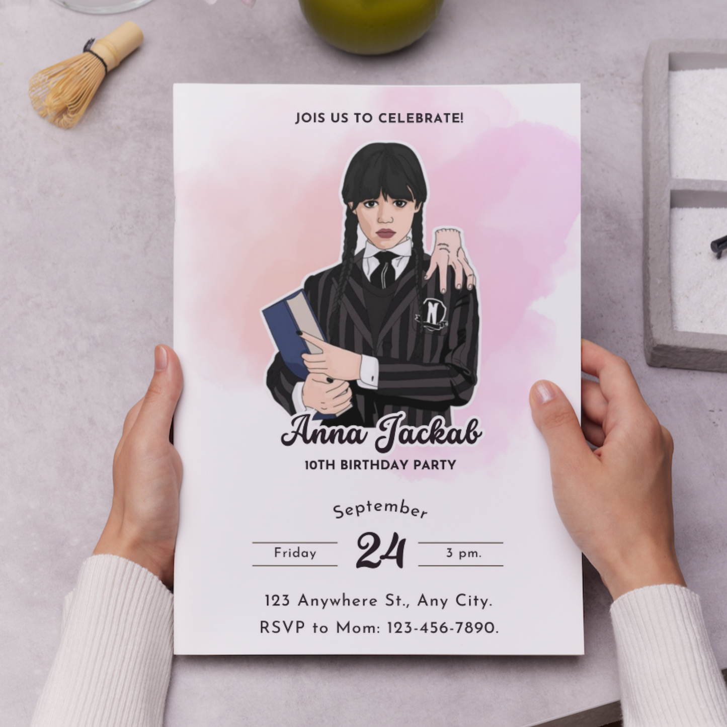 Wednesday Addams Birthday Invitation Template