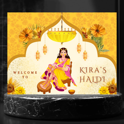Maiyan Pithi Haldi Sign Template | Indian Wedding Welcome Sign - CreativeRino