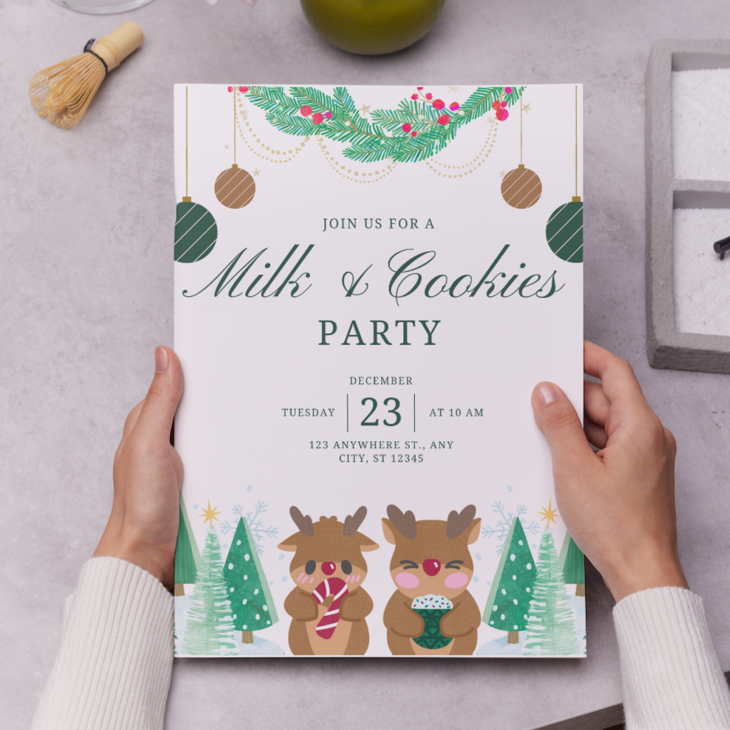 Milk and Cookies Christmas Invitation Template