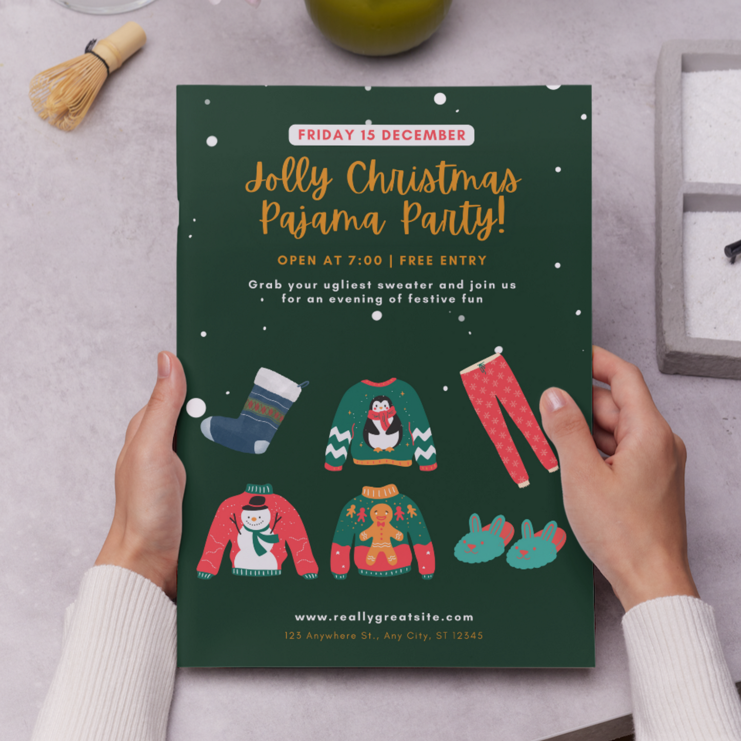 Slumber Christmas Pajamas Party Invitation Template