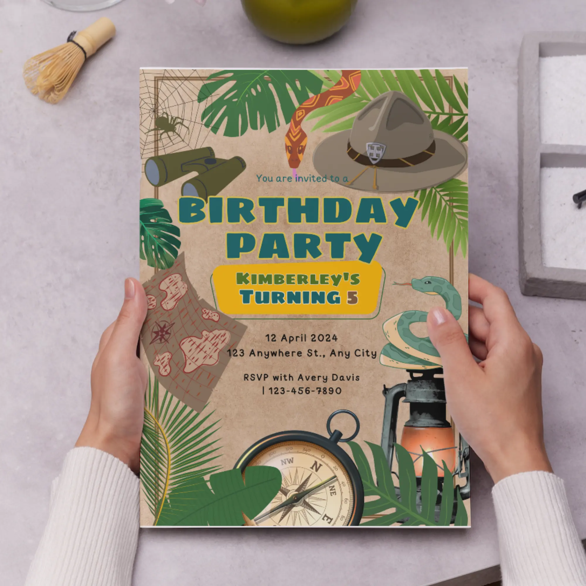 Explorer Adventure Birthday Invitation Template | Treasure Hunt Invite - CreativeRino