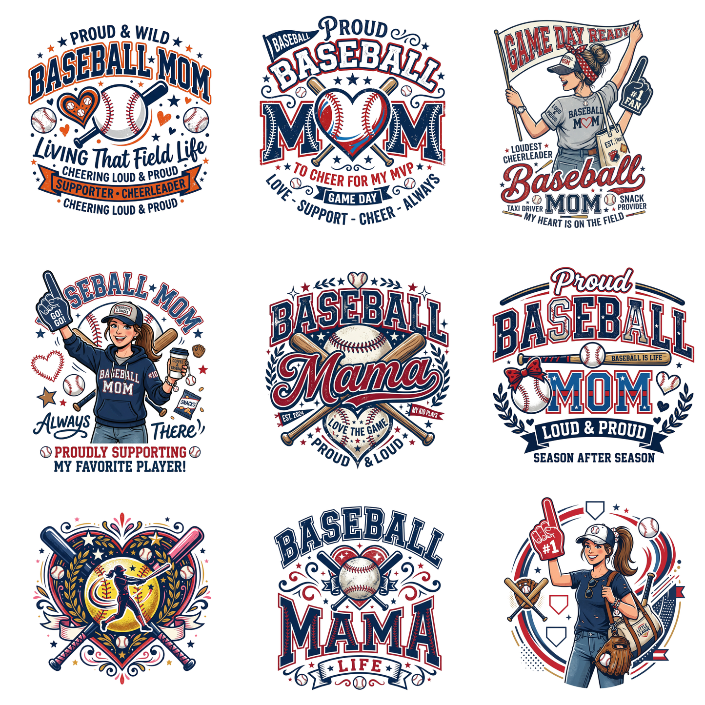 Baseball Mom PNG Bundle, Mothers Day PNG Designs, Long Live Senior Hit the Dang Ball Baseball Mom Tshirt Design CreativeRino