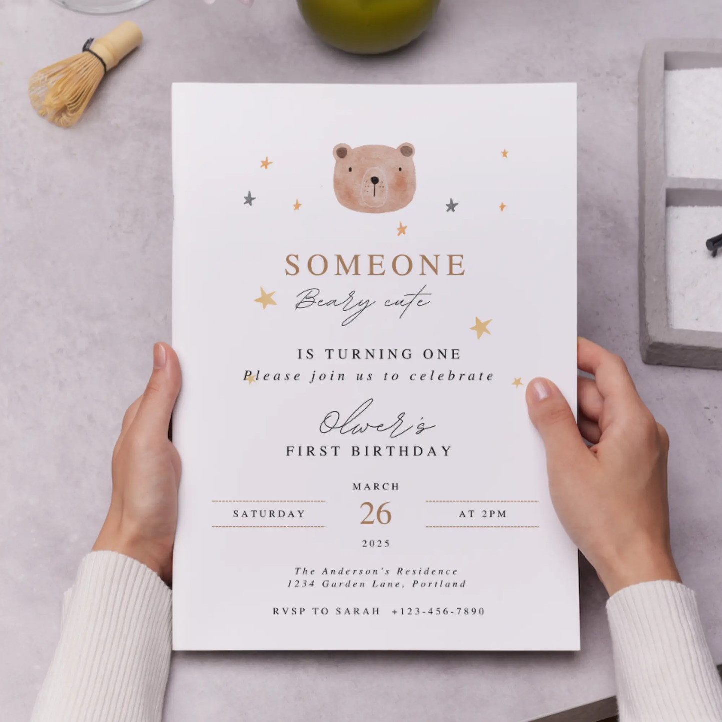 Teddy Bear Birthday Invitation Template | Someone Beary Cute Invite - CreativeRino