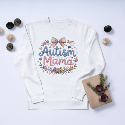 Autism Mama PNG | Autism Awareness Sublimation Design | Coquette Faux Yarn Preppy Designs CreativeRino