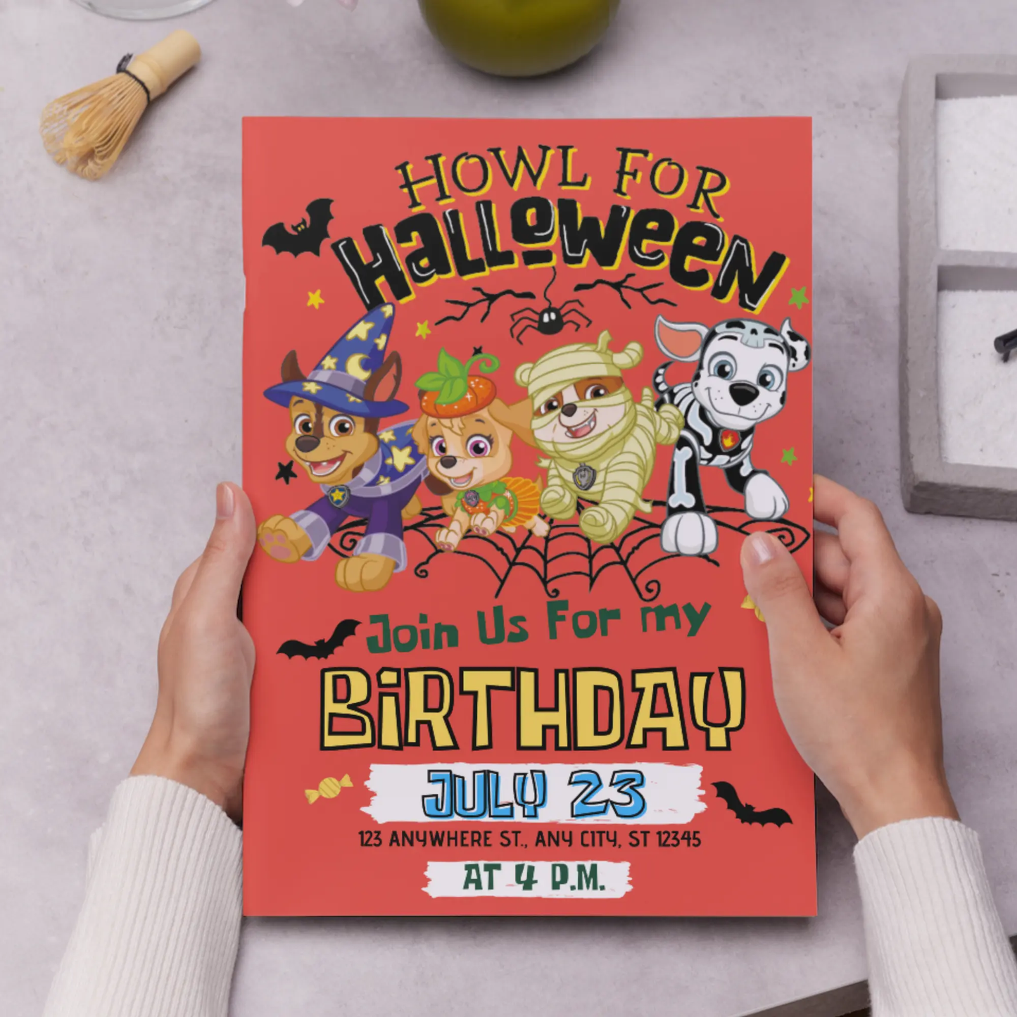 Paw Patrol Halloween Birthday Invitation Template - CreativeRino