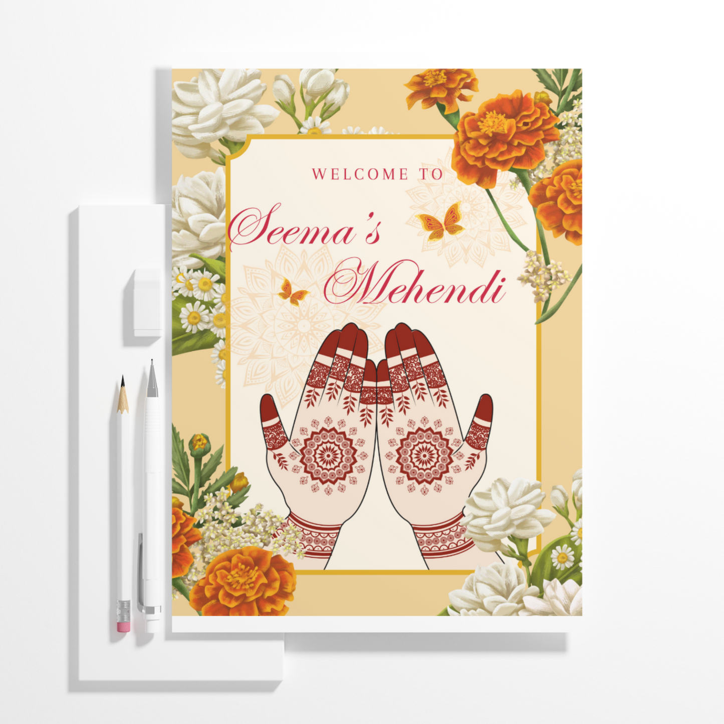 Mehndi Sign Template | Indian Wedding Welcome Sign