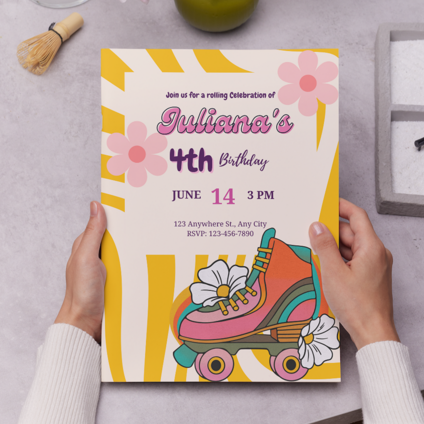 Roller Skates Skating Birthday Invitation Template