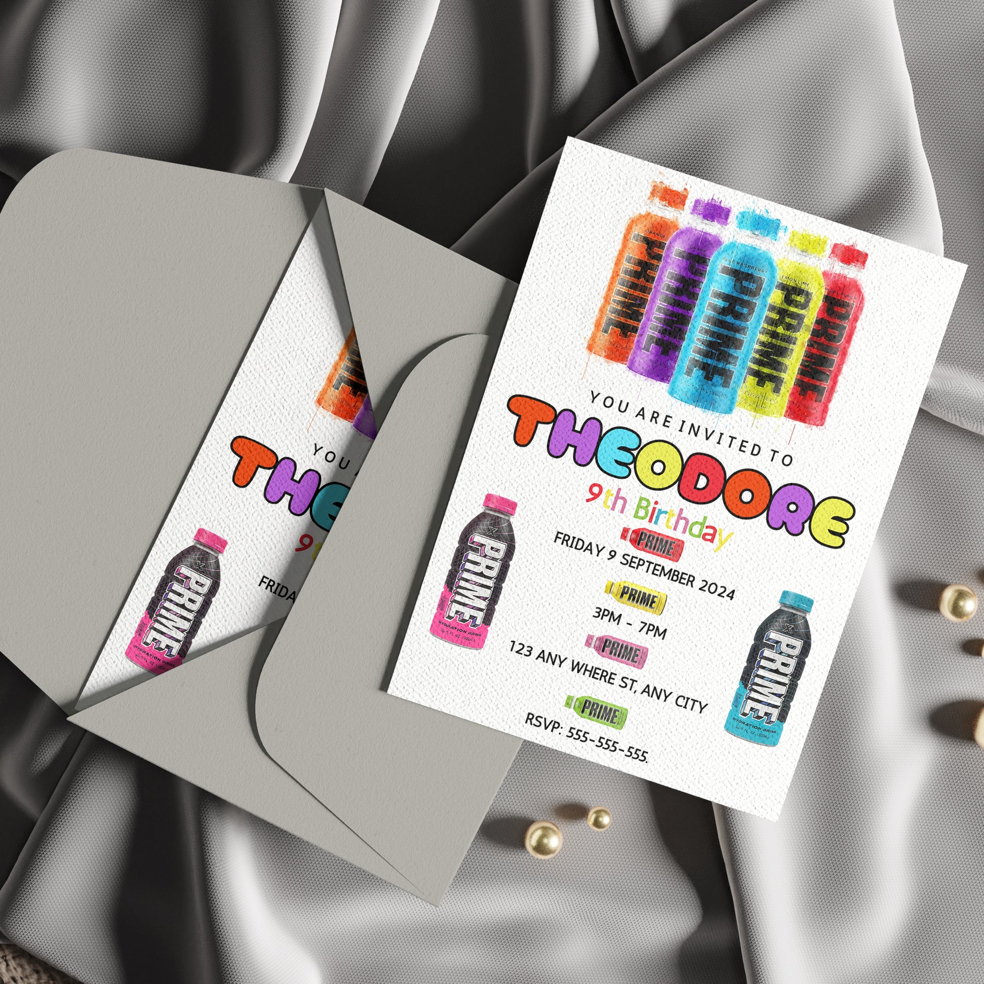 Prime Energy Drink Birthday Invitation Template - CreativeRino