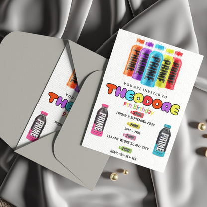Prime Energy Drink Birthday Invitation Template - CreativeRino
