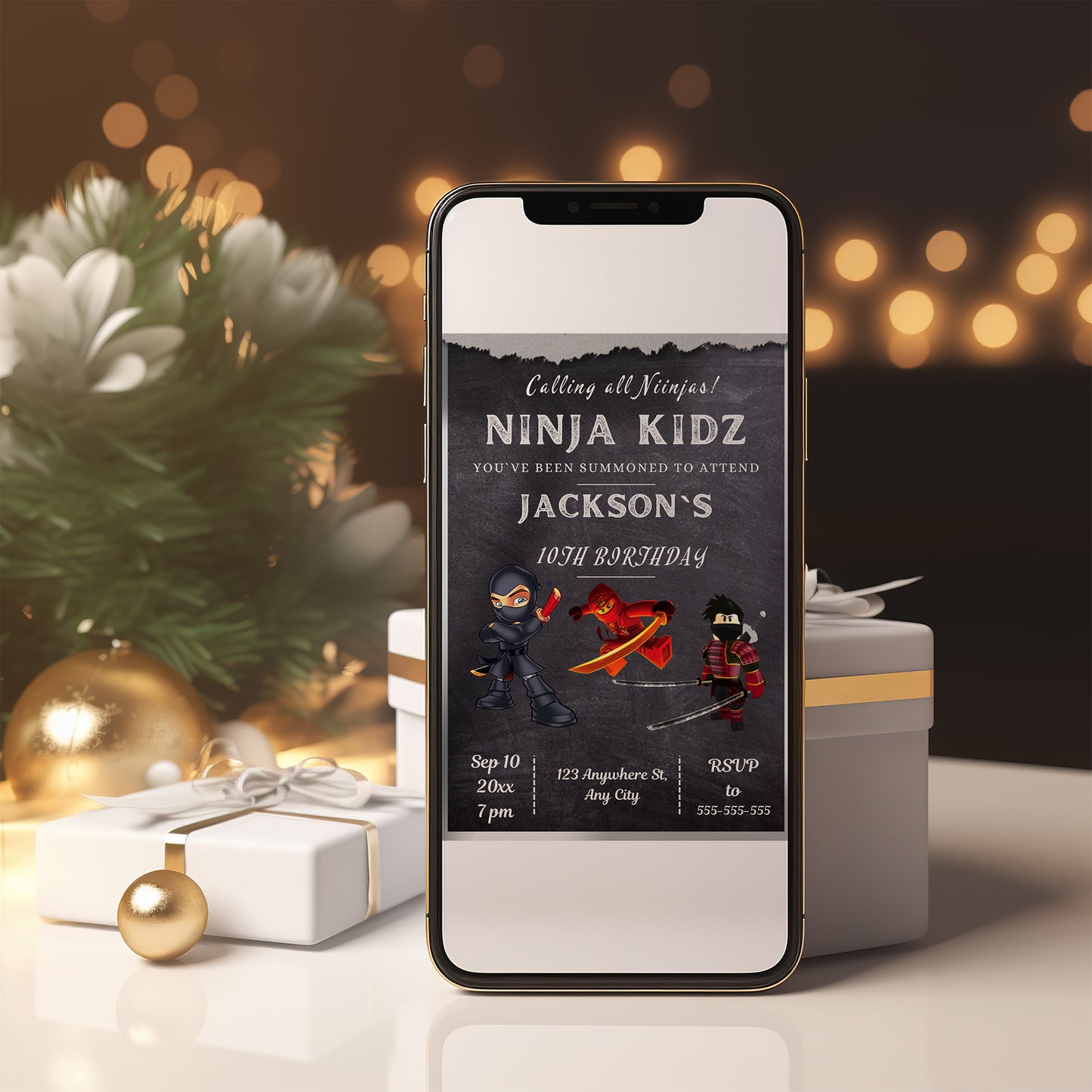 Ninja Kidz Birthday Invitation Template - CreativeRino