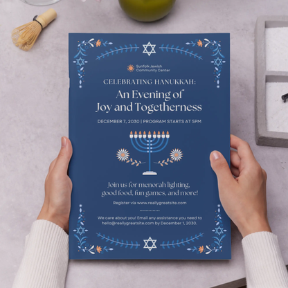 Hanukkah Invitation Template | Hanukkah Celebration Party Invite - CreativeRino