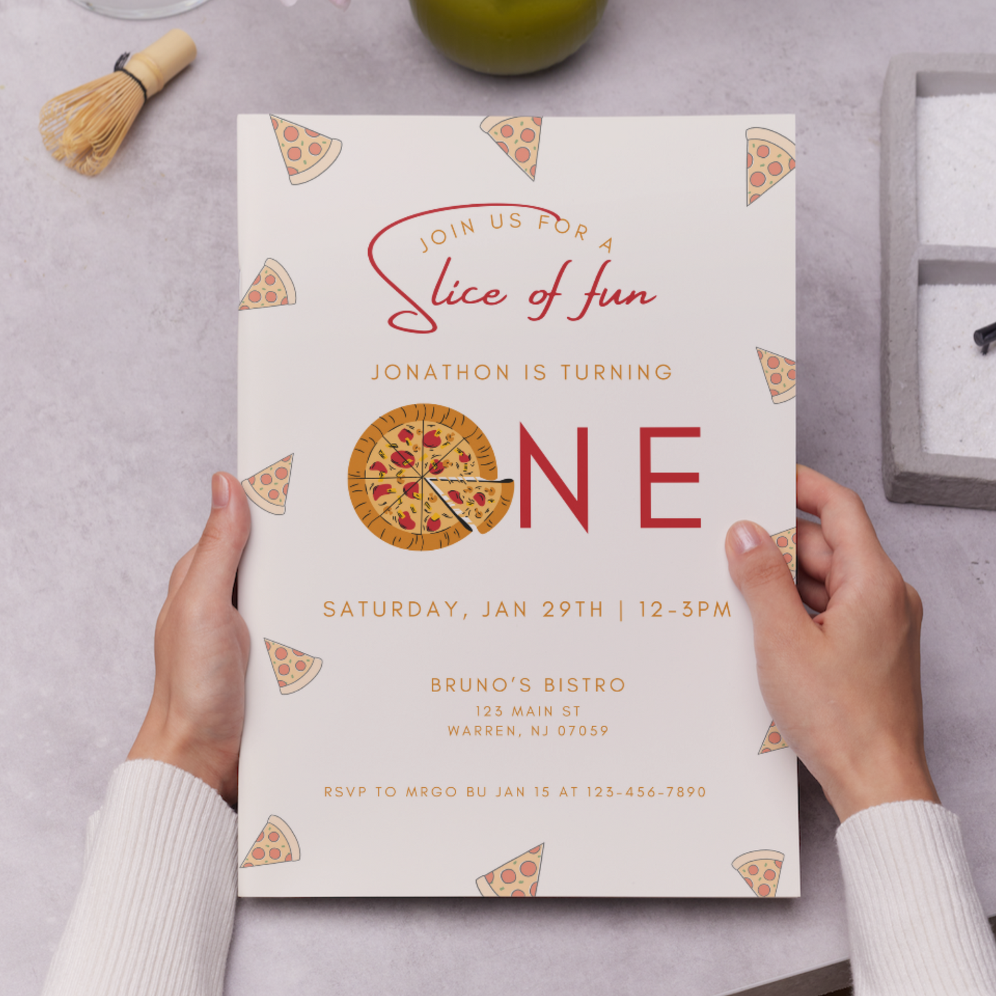 Pizza Slice of Fun Birthday Invitation Template