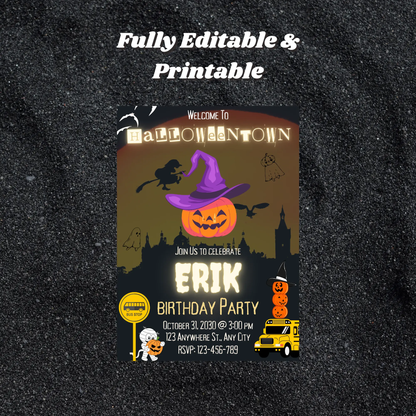 Halloweentown Birthday Party Invitation Template - CreativeRino
