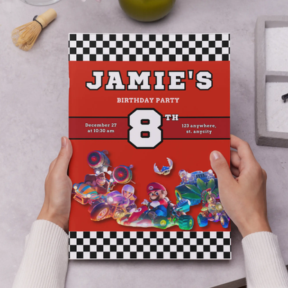 Super Mario Kart Birthday Invitation Template - CreativeRino