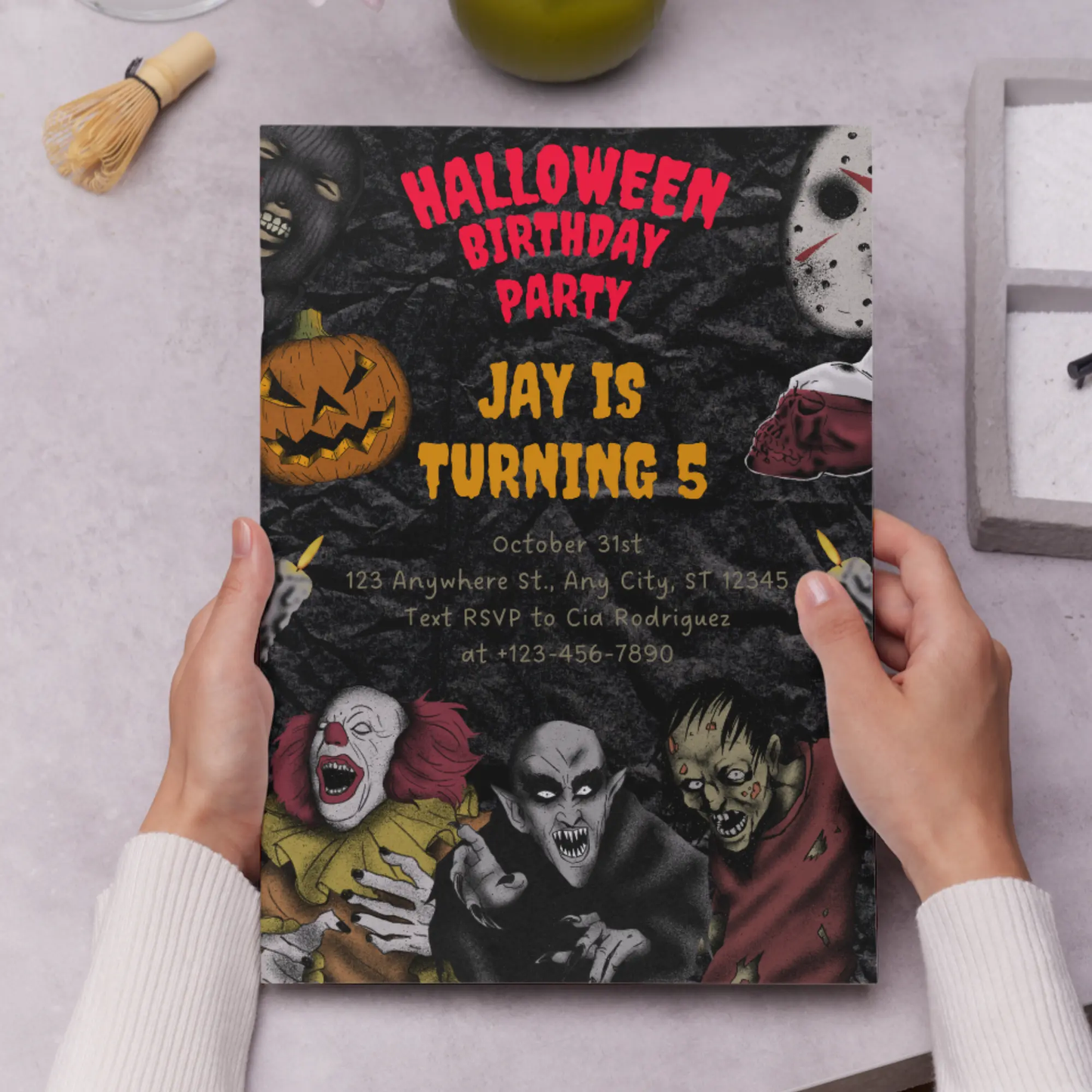 Horror Halloween Birthday Party Invitation Template - CreativeRino