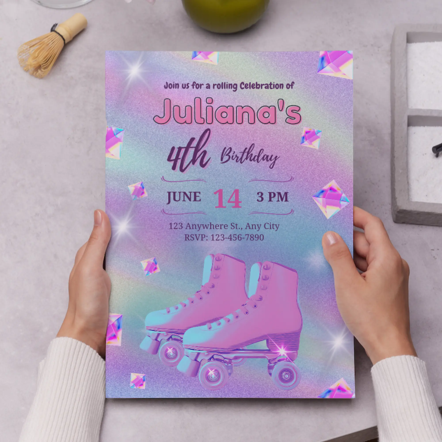 Roller Skates Skating Birthday Invitation Template - CreativeRino