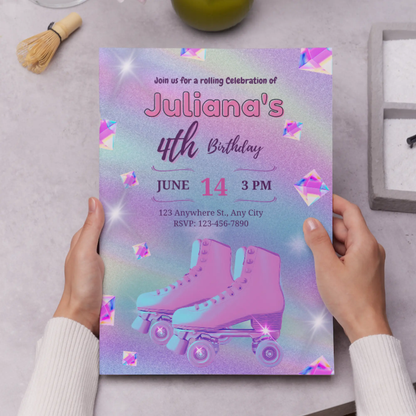 Roller Skates Skating Birthday Invitation Template - CreativeRino