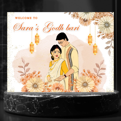 Godh Bharai Ceremony Sign Template | Indian Baby Shower Welcome Sign - CreativeRino