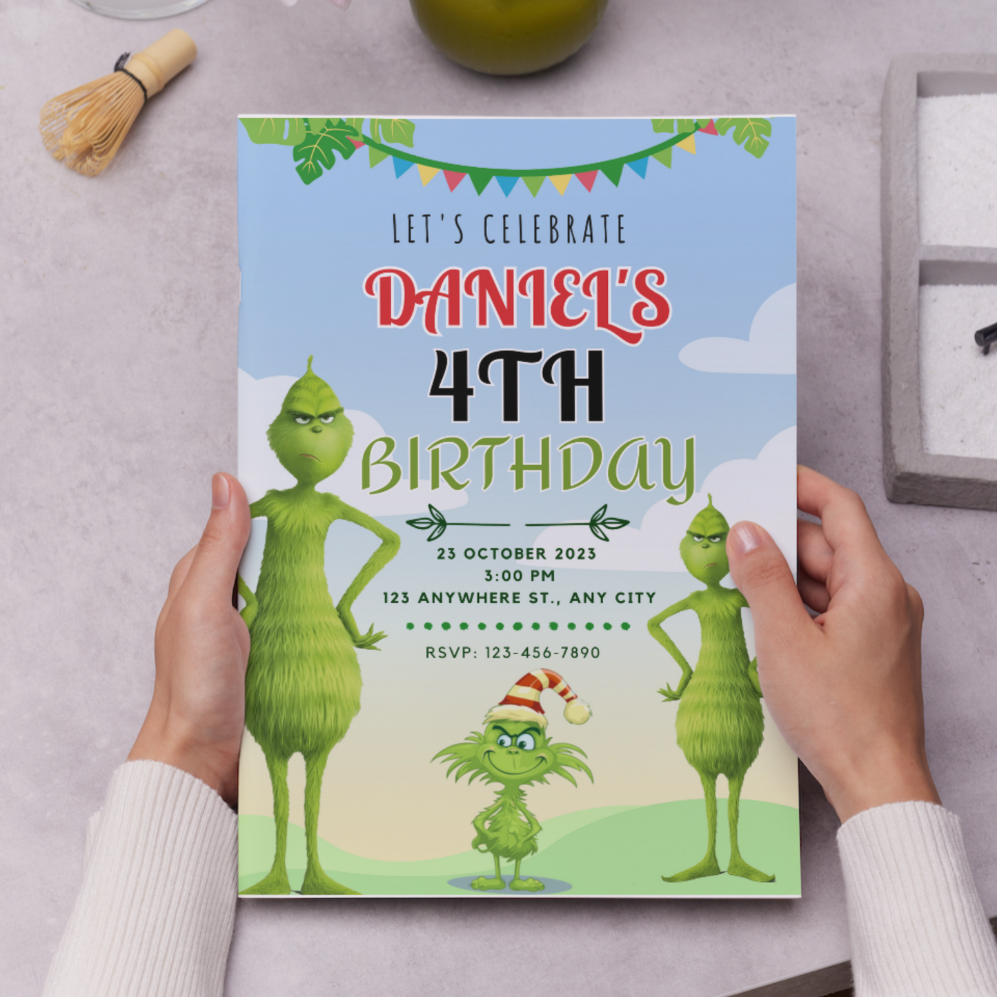 Grinch Birthday Invitation Template