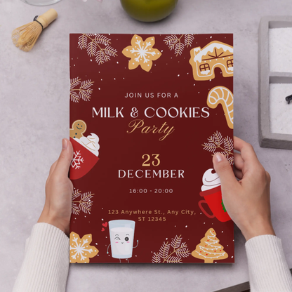 Milk and Cookies Christmas Invitation Template - CreativeRino