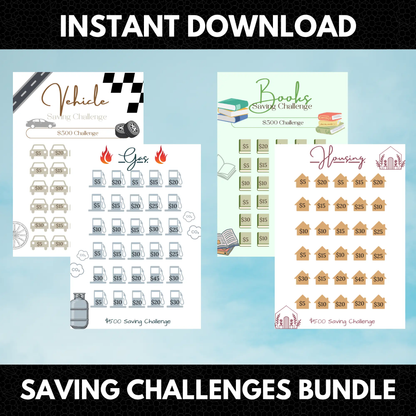 20 Savings Challenge Bundle | Savings Challenge Trackers Sheet - CreativeRino