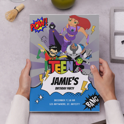 Teen Titans Birthday Invitation Template - CreativeRino