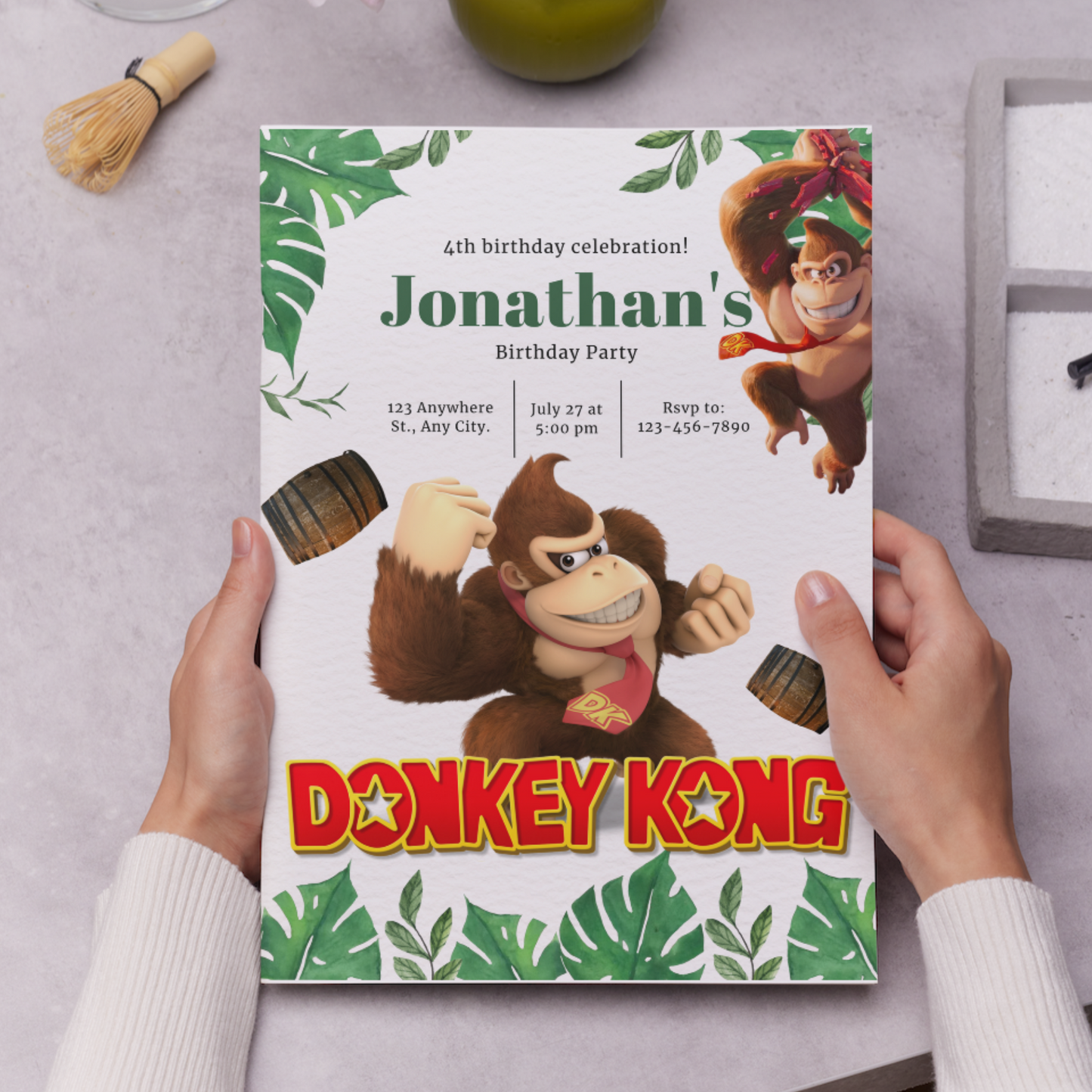 Donkey Kong Birthday Invitation Template | Super Mario Invite