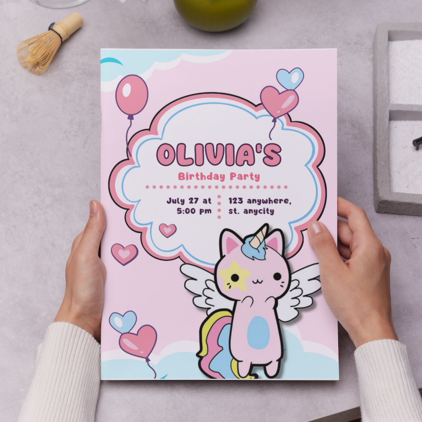 Caticorn Birthday Invitation Template