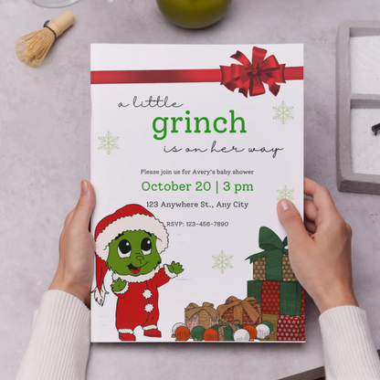 Grinch Baby Shower Invite Template | Grinchmas Whoville Baby Shower Invitation - CreativeRino
