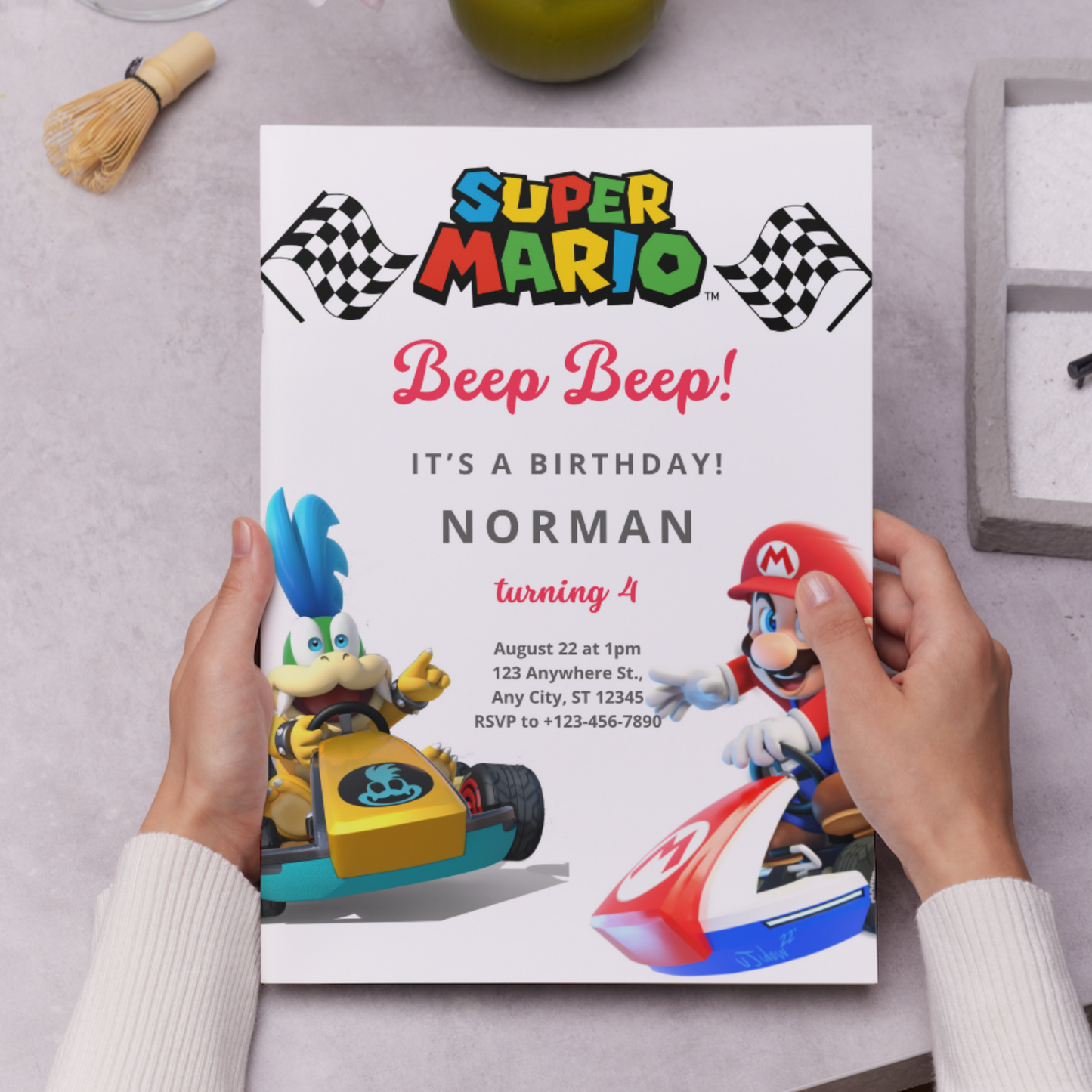 Super Mario Kart Birthday Invitation Template