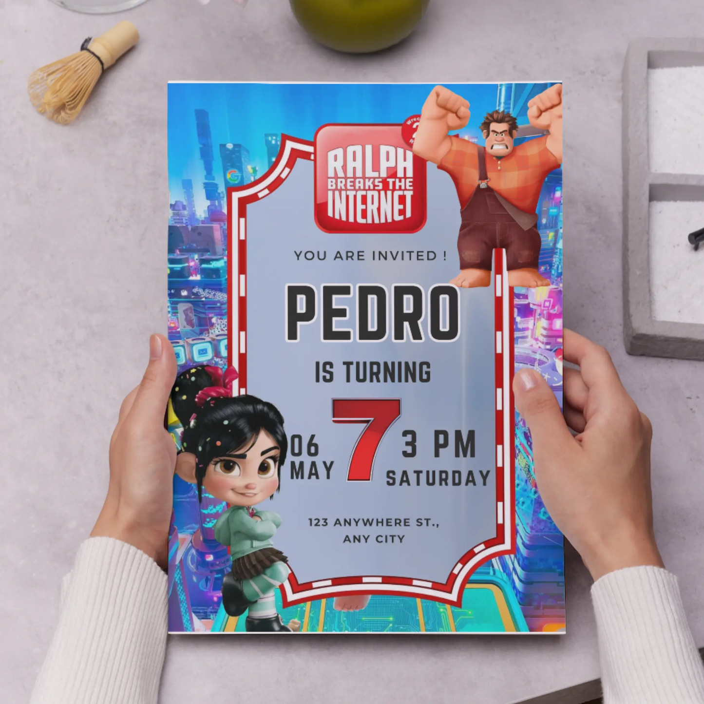 Ralph Break the Internet Birthday Invitation Template - CreativeRino