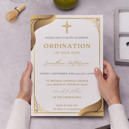 Catholic Priest Ordination Invitation Template - CreativeRino